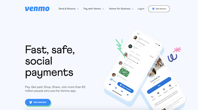 Página de inicio de Venmo