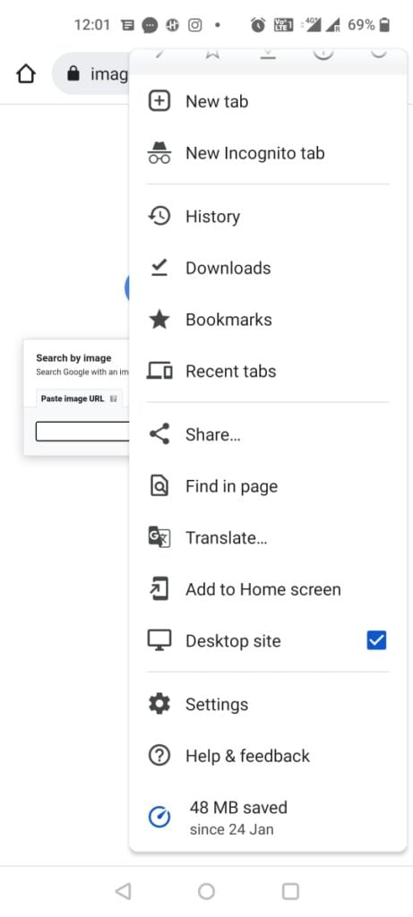 pesquisa de imagens do aplicativo móvel chrome