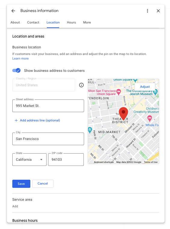 编辑谷歌业务资料中的地址