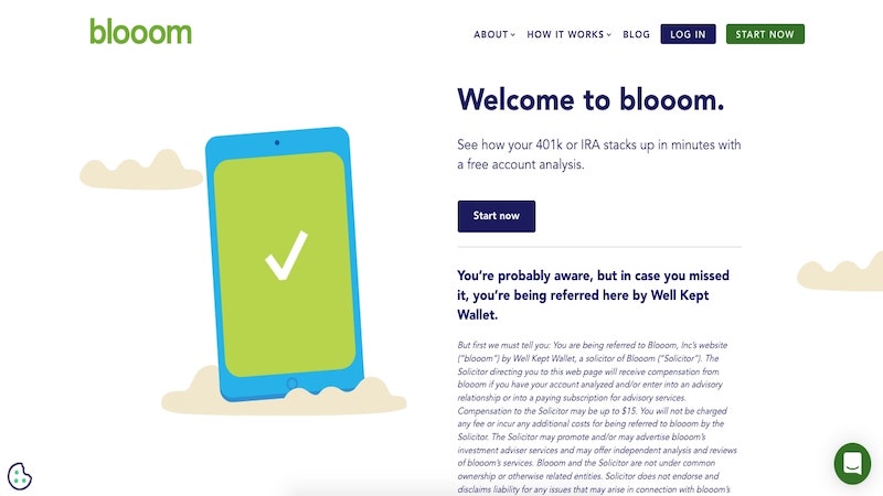 Pagina iniziale di Bloom