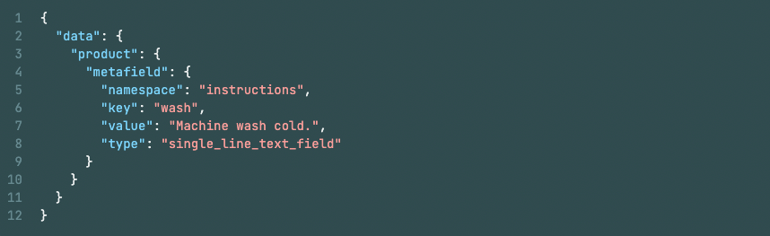 Shopify 2.0 のメタフィールド更新のスクリーンショット。