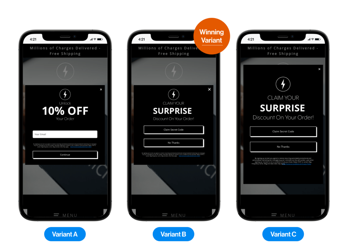 Capture de leads pour les tests AB