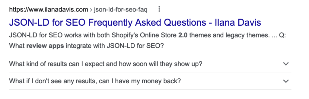 Beispiel für häufig gestellte Fragen zu Rich-Ergebnissen