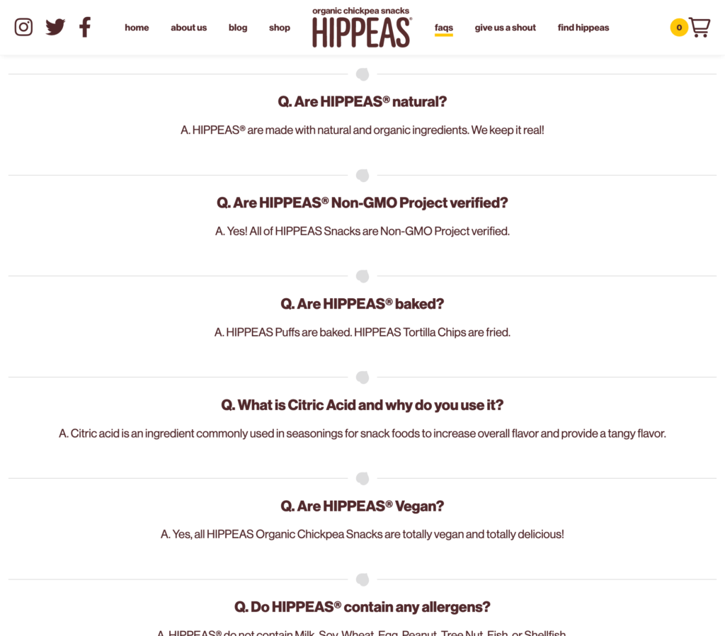Hippeas FAQ-Seite