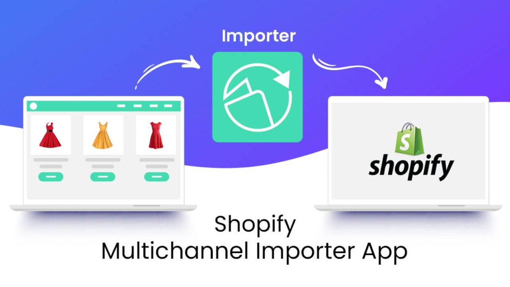Shopify Multichannel Importer 도구를 홍보하는 그래픽.