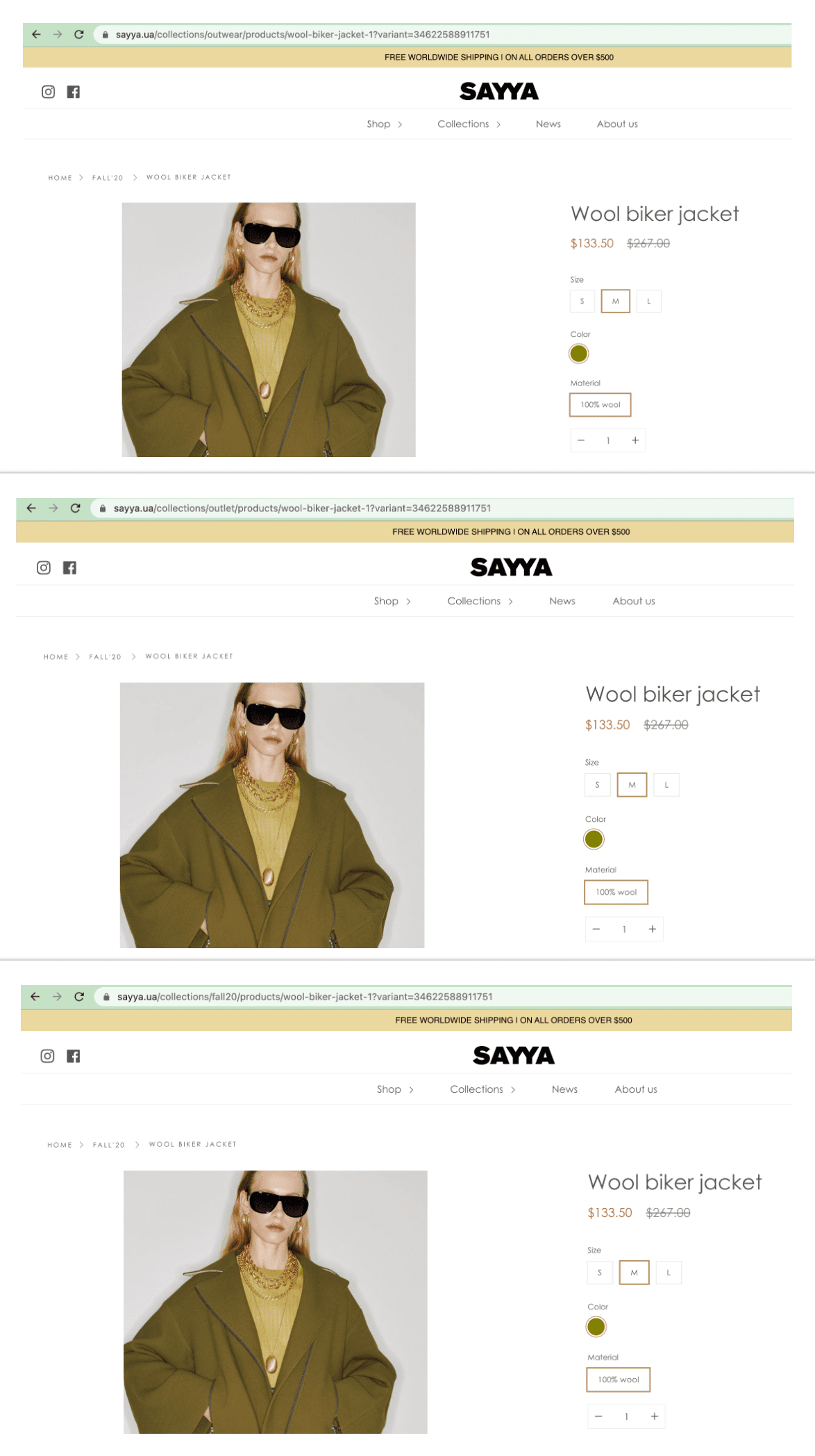 Páginas de produtos duplicadas na Shopify