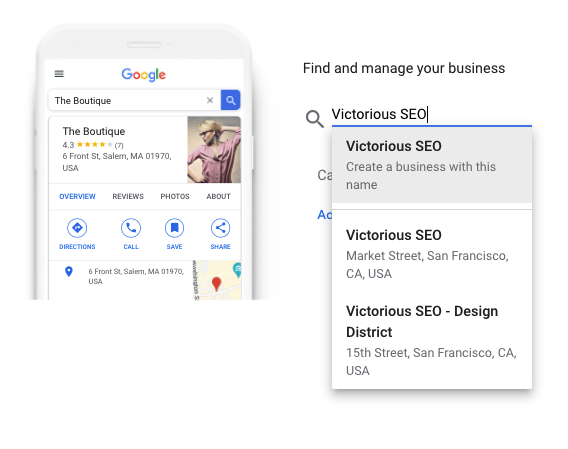 captura de tela do nome na caixa de pesquisa no perfil comercial do google