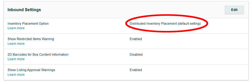 ตำแหน่งสินค้าคงคลังของ Amazon