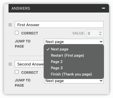 cara membuat lead magnet kuis baru - 09 logic jumps in Involve Me quiz maker