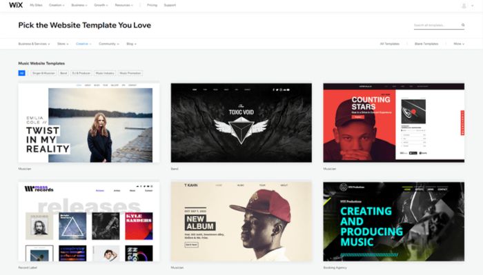 قوالب موقع wix