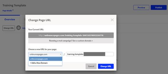 URL di modifica unbounce