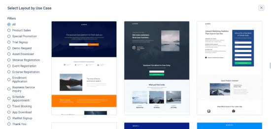 مرشحات تخطيط Instapage