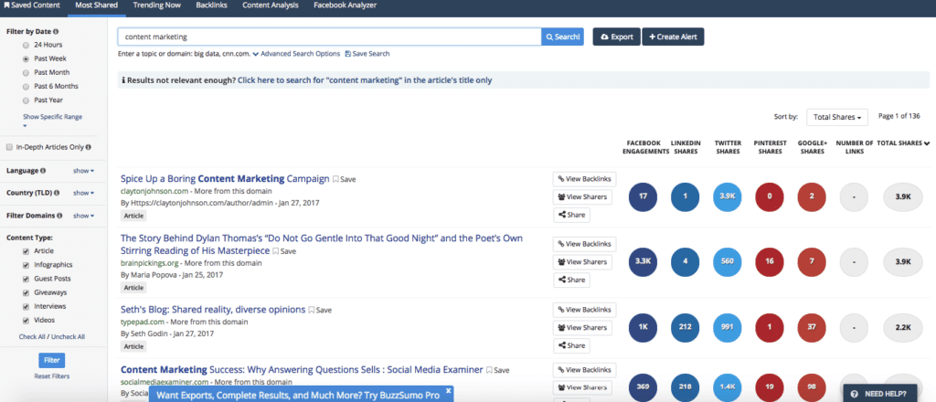 Buzzsumo Content-Marketing-Tool
