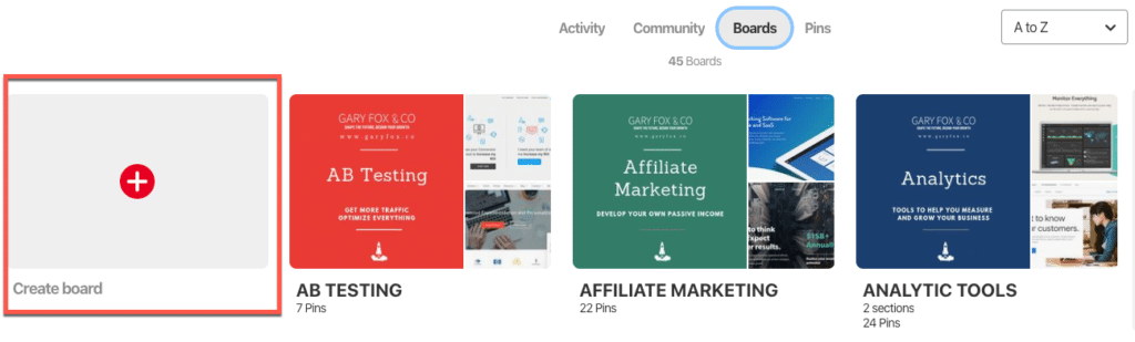 creați un panou pentru pinterest