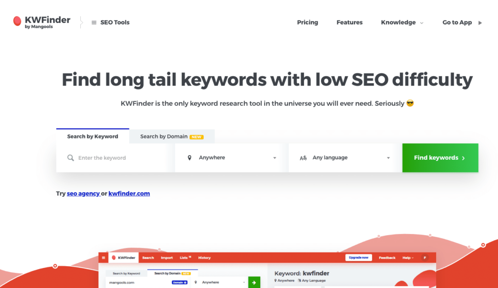 เครื่องมือ SEO ที่ดีที่สุดสำหรับการเขียนบล็อก: เครื่องมือมากกว่า 50 รายการเพื่อเพิ่มการเข้าชมของคุณ 7 kwfinder seo tool
