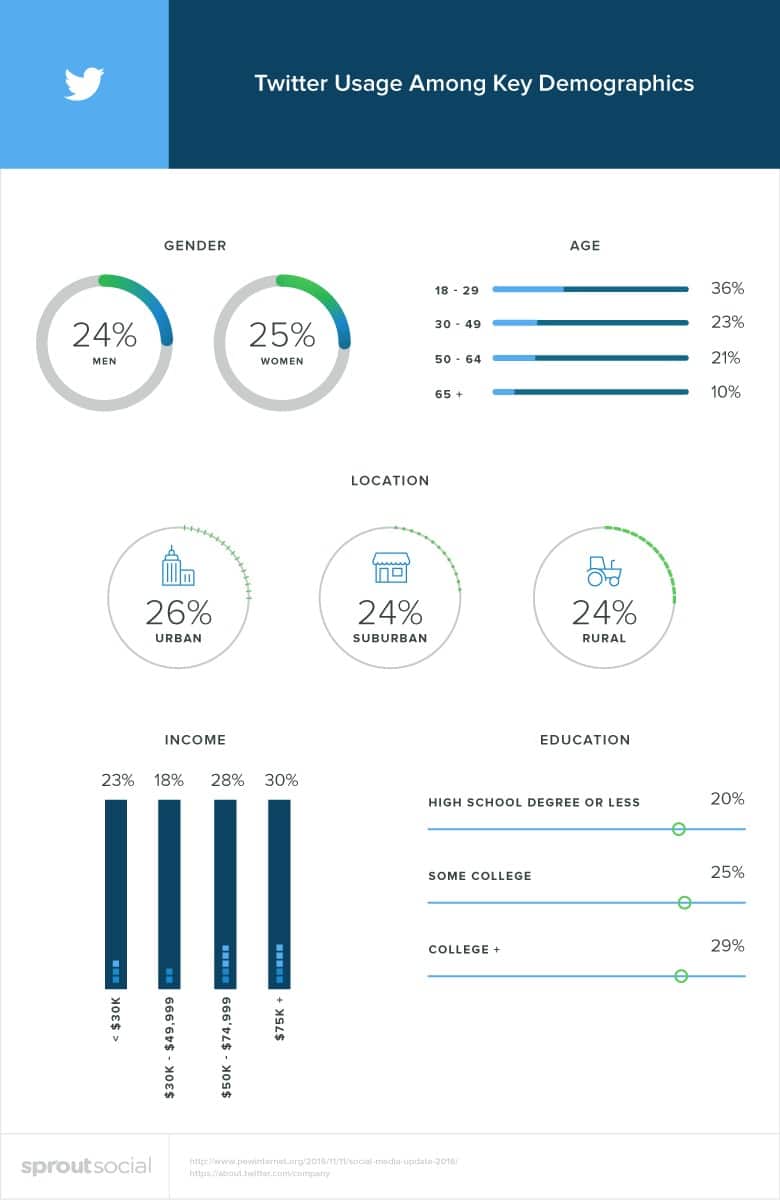 Twitter-Daten und Demografien von den Social-Media-Seiten posten