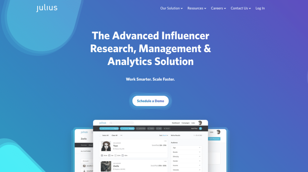 Lista definitiva das melhores plataformas de marketing de influenciadores 11 julius influencer marketing tool