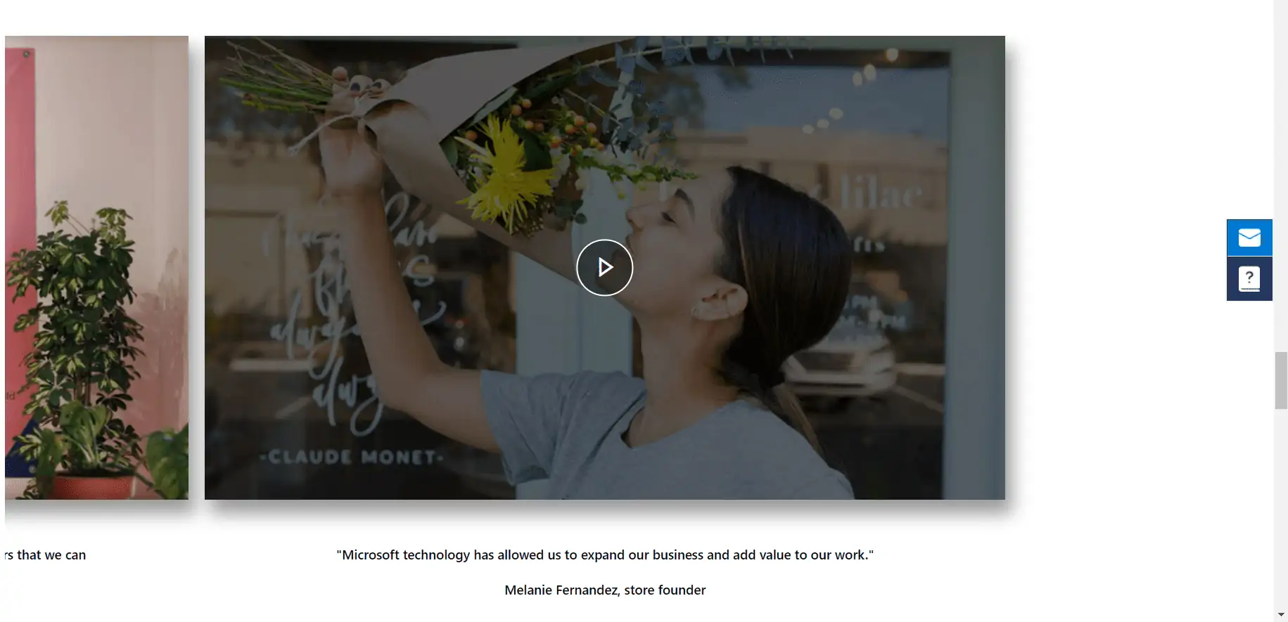 Screenshot des Microsoft-Testimonial-Videos Microsoft films customers testimonials in the form of storytelling