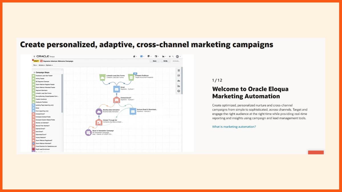 Strumento di automazione del marketing Oracle Eloqua
