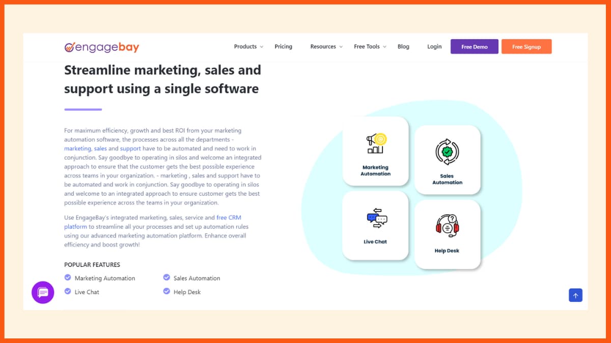 Software di marketing per l'automazione di Engagebay