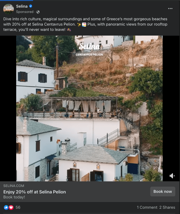 Esempio di annuncio del feed di Facebook