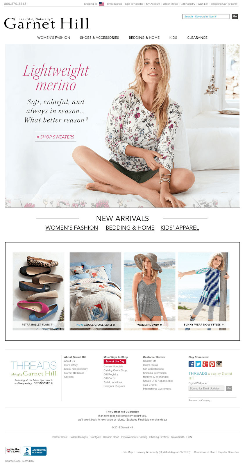 Garnet Hill - 开始在线服装业务