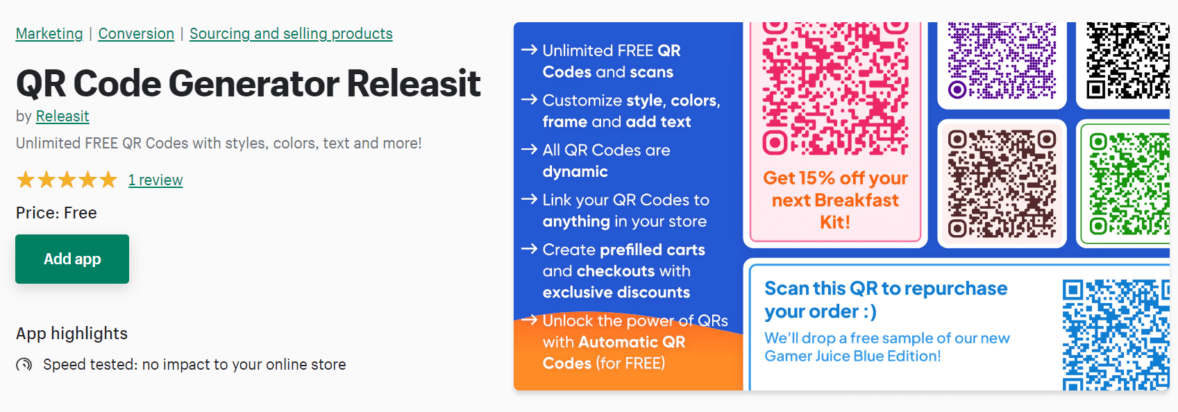 Shopify 的 QR 码生成器应用程序