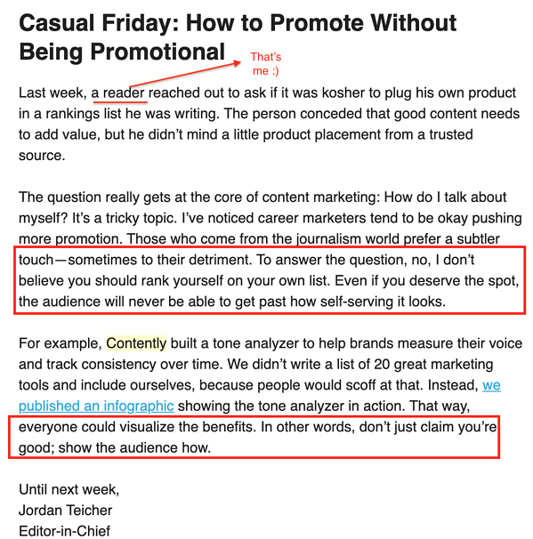 fördern, ohne werbend zu sein