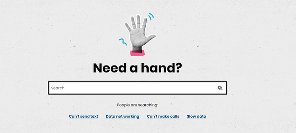 giffgaff are nevoie de o bară de căutare manuală