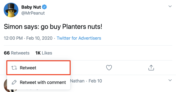 Twitterでリツイートする方法の例