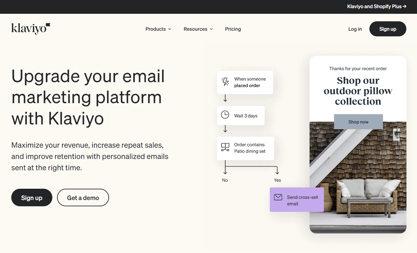 Captura de pantalla de Klaviyo