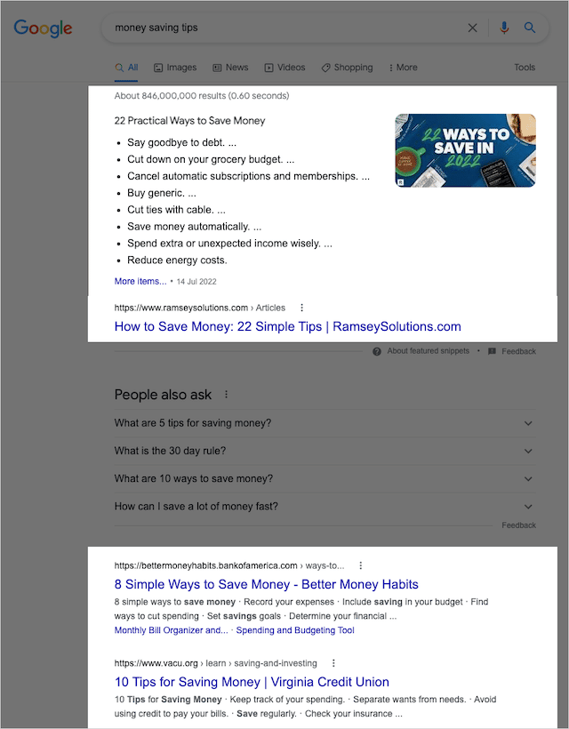 SERPの節約のヒント