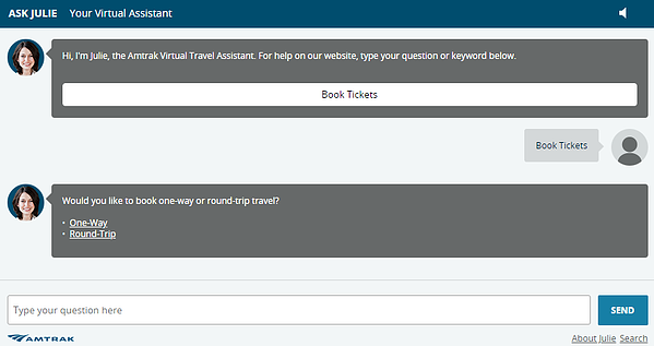 asystent chatbota amtrak