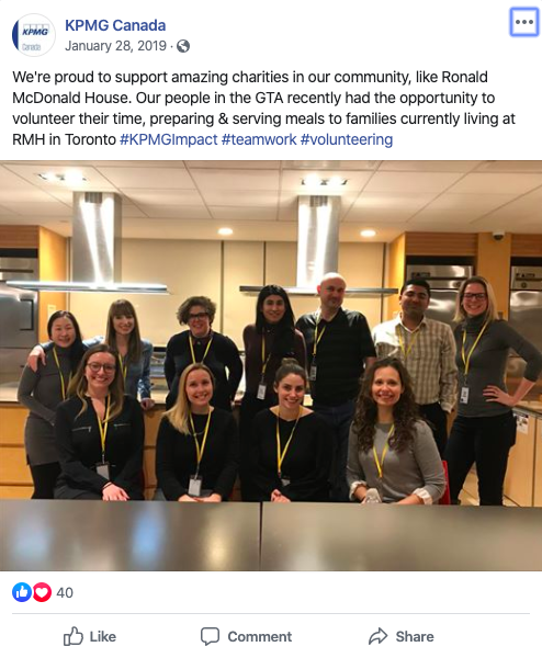 kpmg canada フェイスブック投稿ボランティア