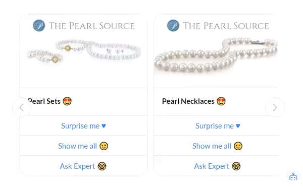 chatbot z pereł/biżuterii