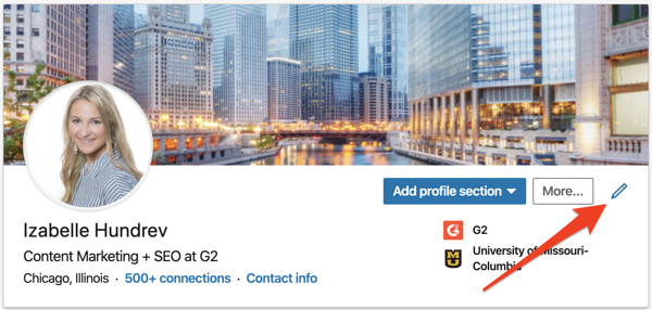 リンクインの概要を変更する方法