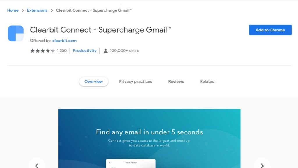 Clearbit Connect Chrome Uzantısı