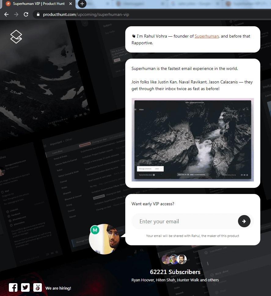 Crea una landing page con Ship by Product Hunt