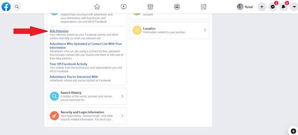 interessi pubblicitari di fb