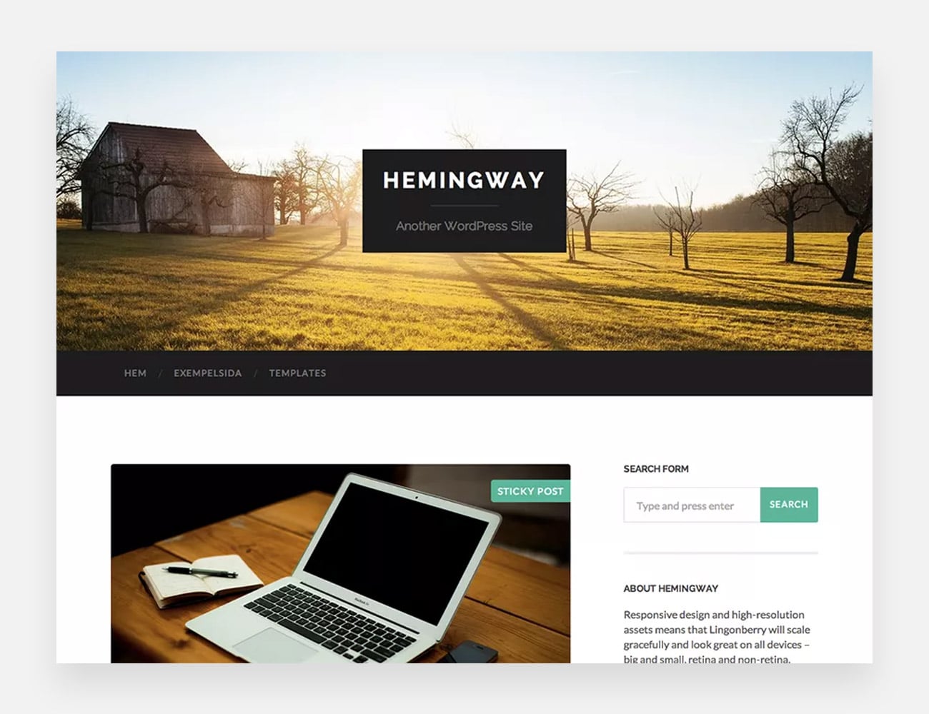 Hemingway Бесплатные темы WordPress для писателей