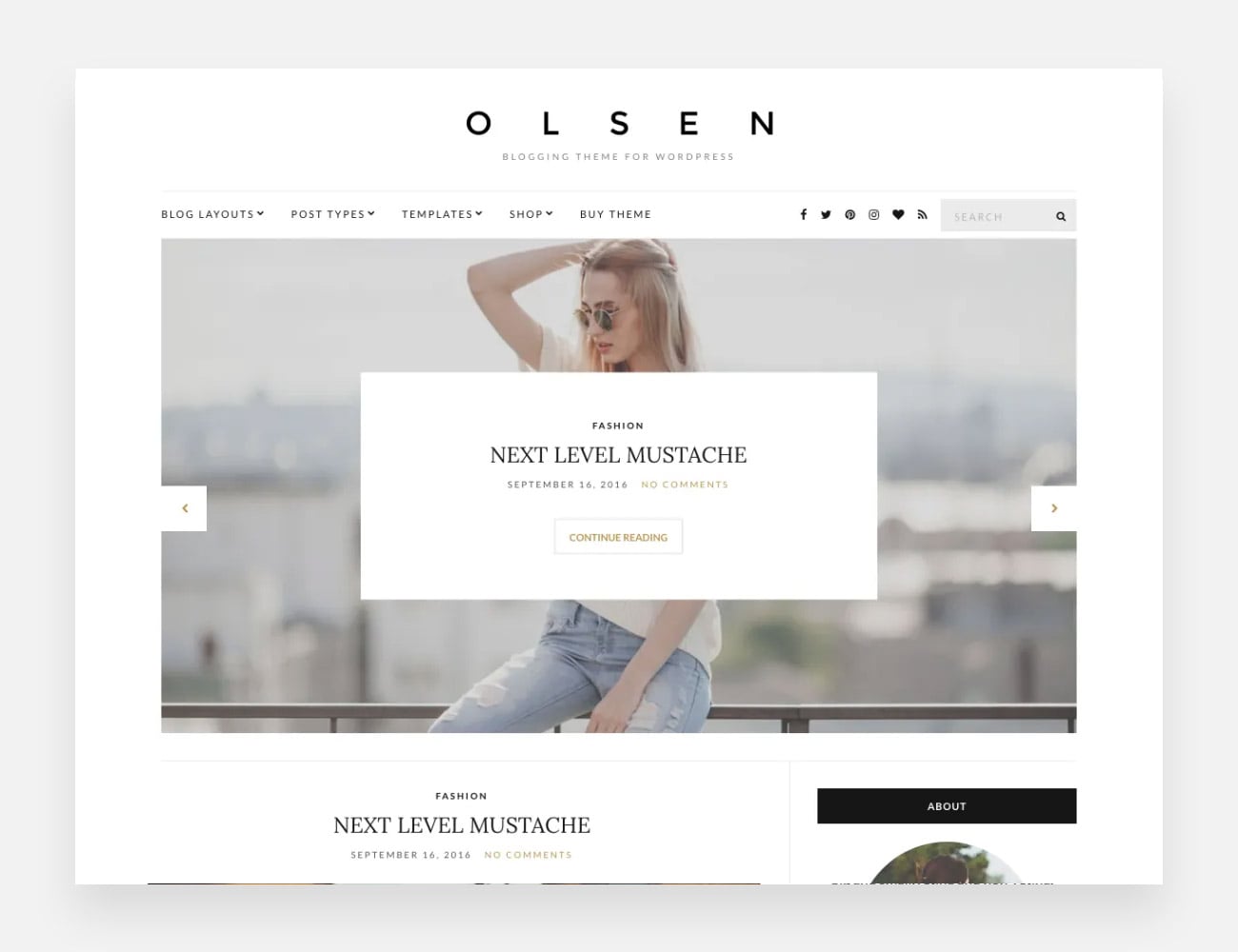 Olsen-Light Бесплатные темы WordPress для писателей