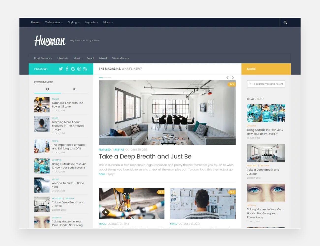 Бесплатные темы Hueman WordPress для писателей