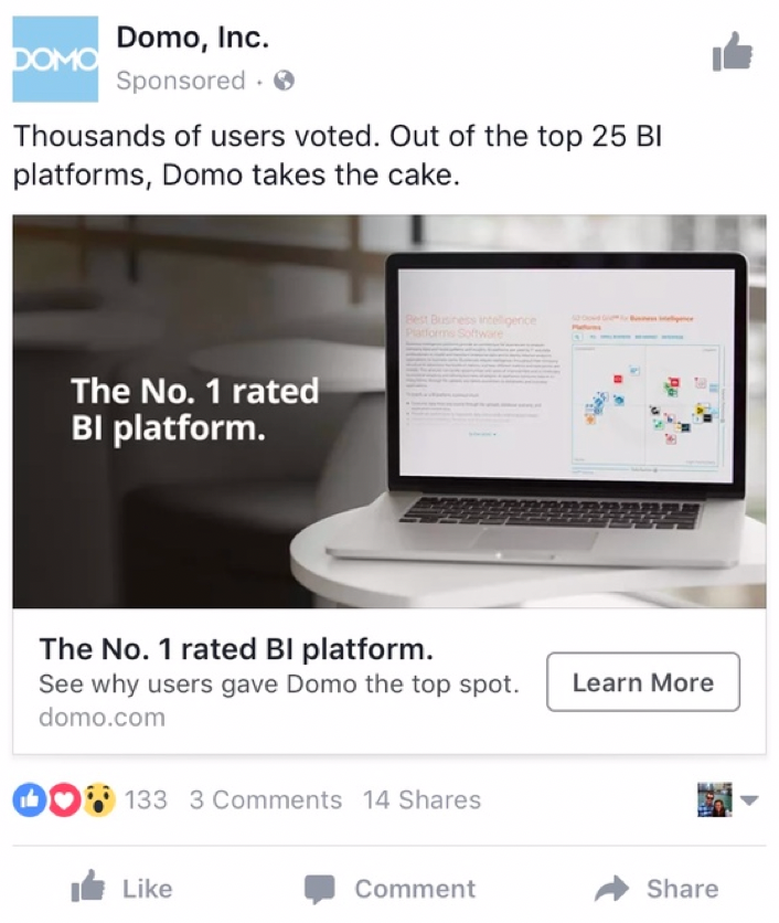 โฆษณาผู้สนับสนุนหน้า Landing Page domo