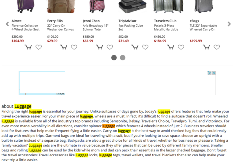 ottimizzazione della pagina di categoria