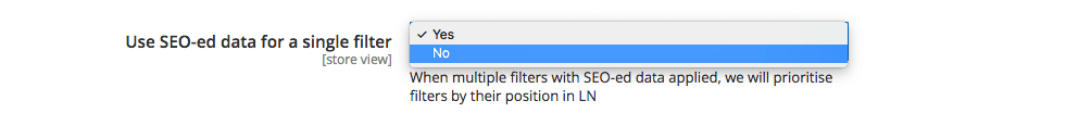 Wybór filtra do optymalizacji w szablonach Layered Navigation SEO dla Magento 2