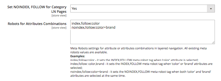 Ustawianie meta robotów dla stron filtrowanych z nawigacją warstwową w Magento 2