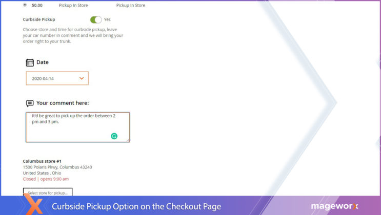 MageWorxによるMagento 2のカーブサイドピックアップ
