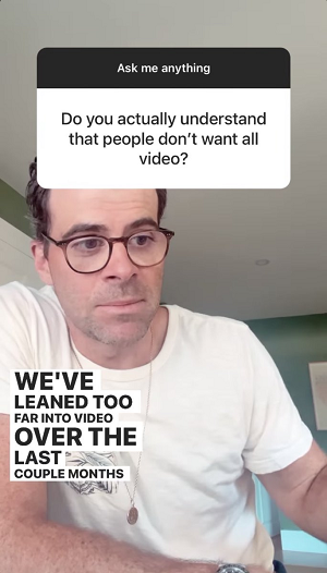 Clip de l'histoire Instagram d'Adam Mosseri