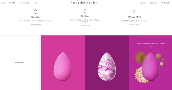 Страница продукта Beautyblender