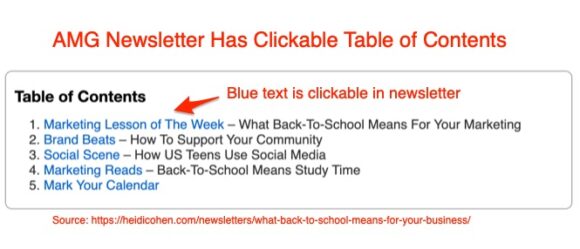 電子郵件通訊可點擊的目錄